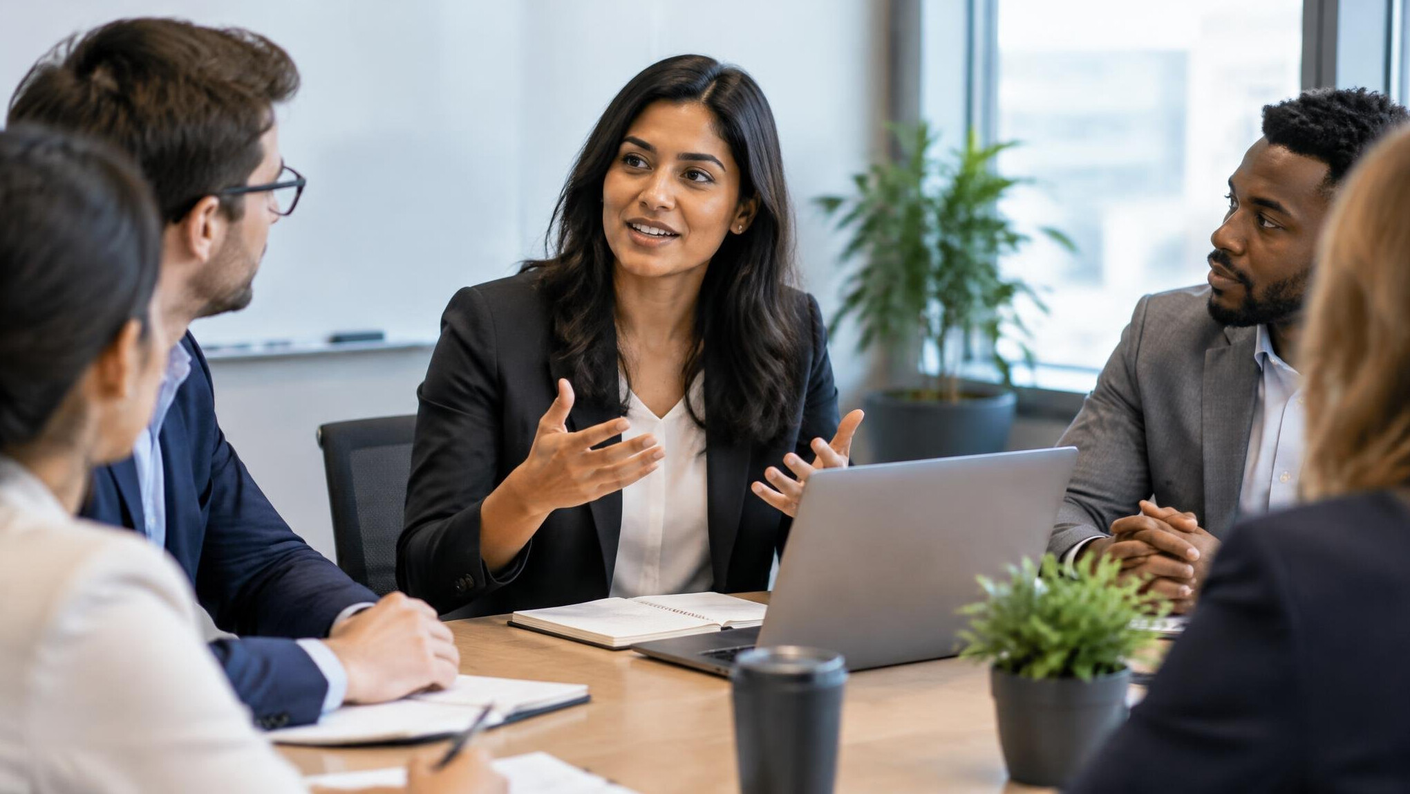 business professional speaking confidently