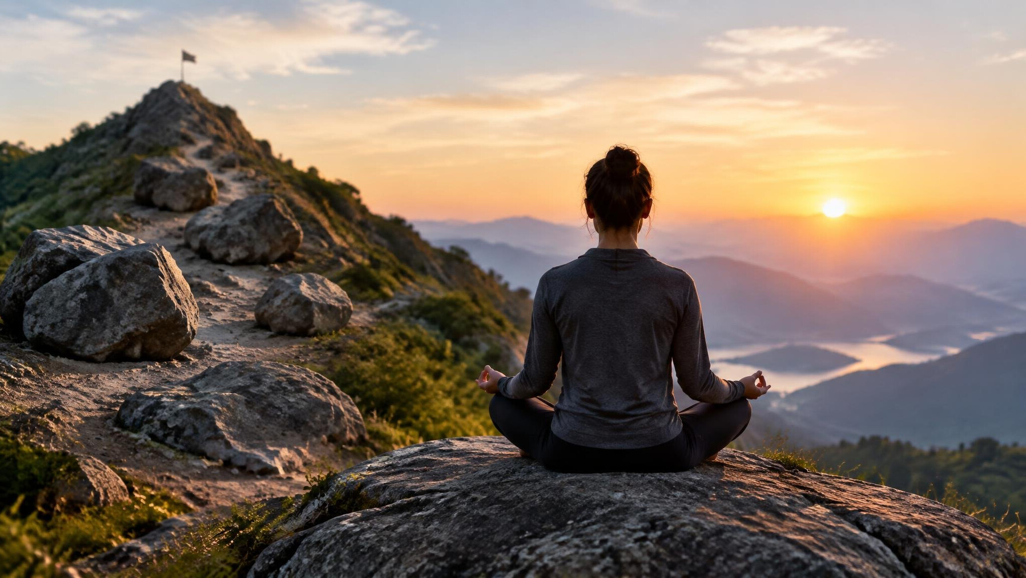 person meditating alone