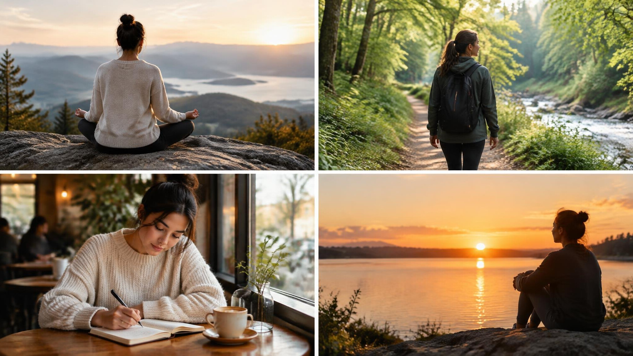 person meditating outdoors