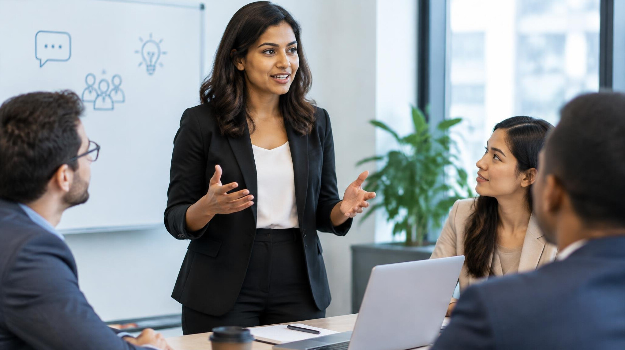 business professional speaking confidently