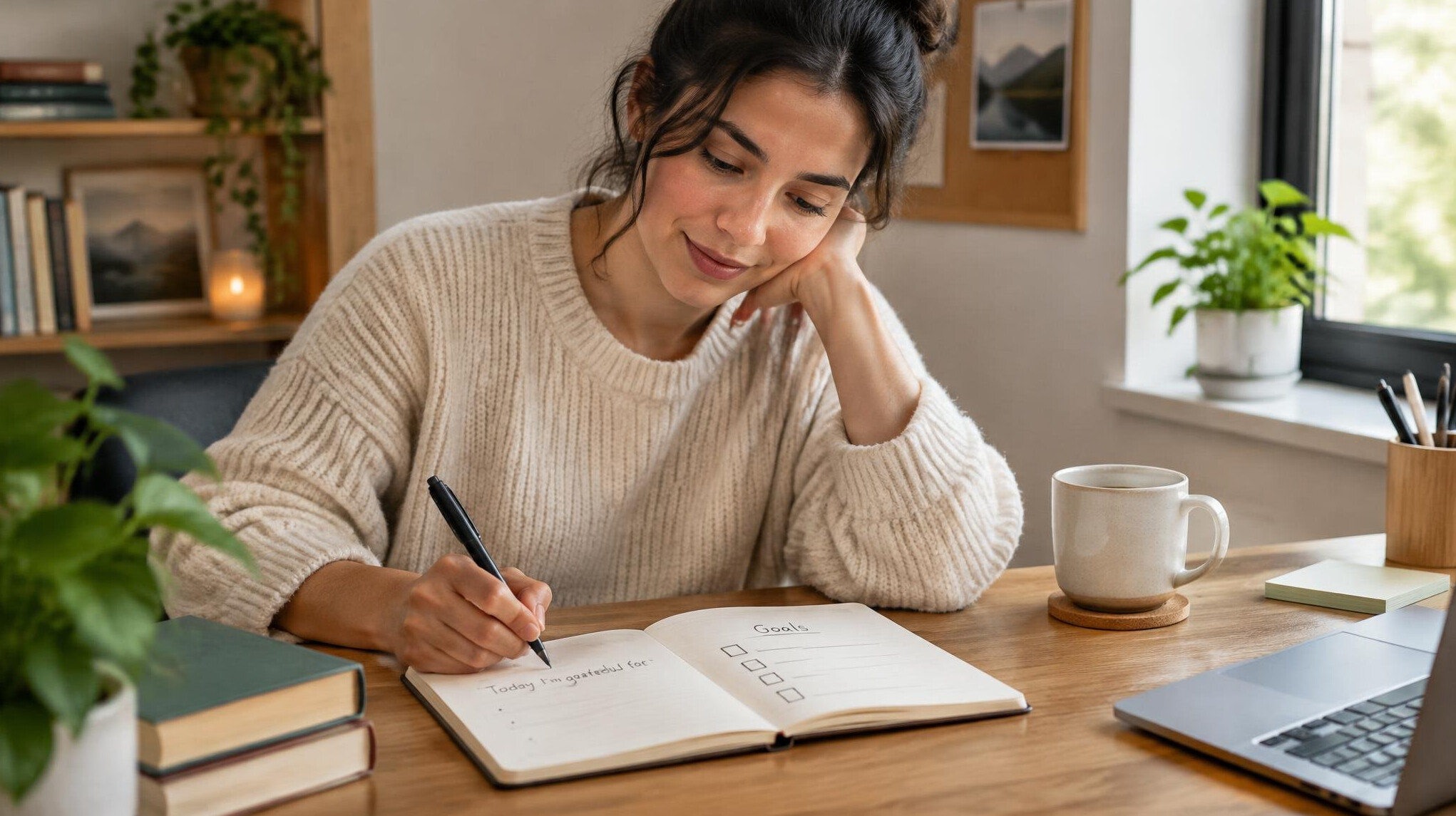 person journaling at desk